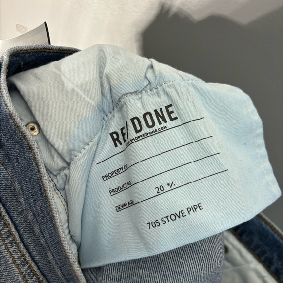 Re/Done 70s Stovepipe High Rise Crop Frayed Hem Jeans Size 29 - Picture 5 of 5